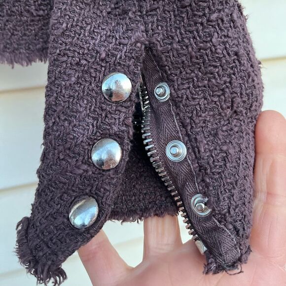 IRO Rich Chocolate/Purple/Mauve Tweed Cropped Jacket/Sweater, Size 36 (US S) - Picture 7 of 14